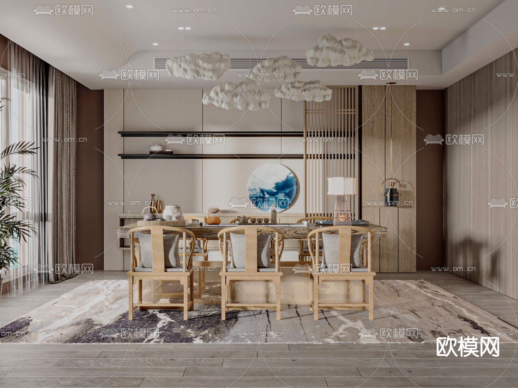 新中式茶室3d模型下载