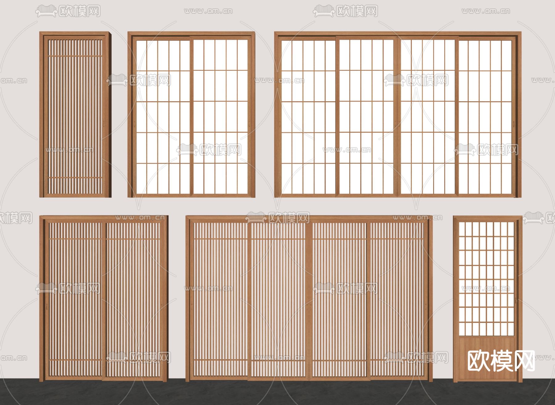 日式推拉门滑门 格子门su模型下载_ID12266060_sketchup模型下载-欧模网