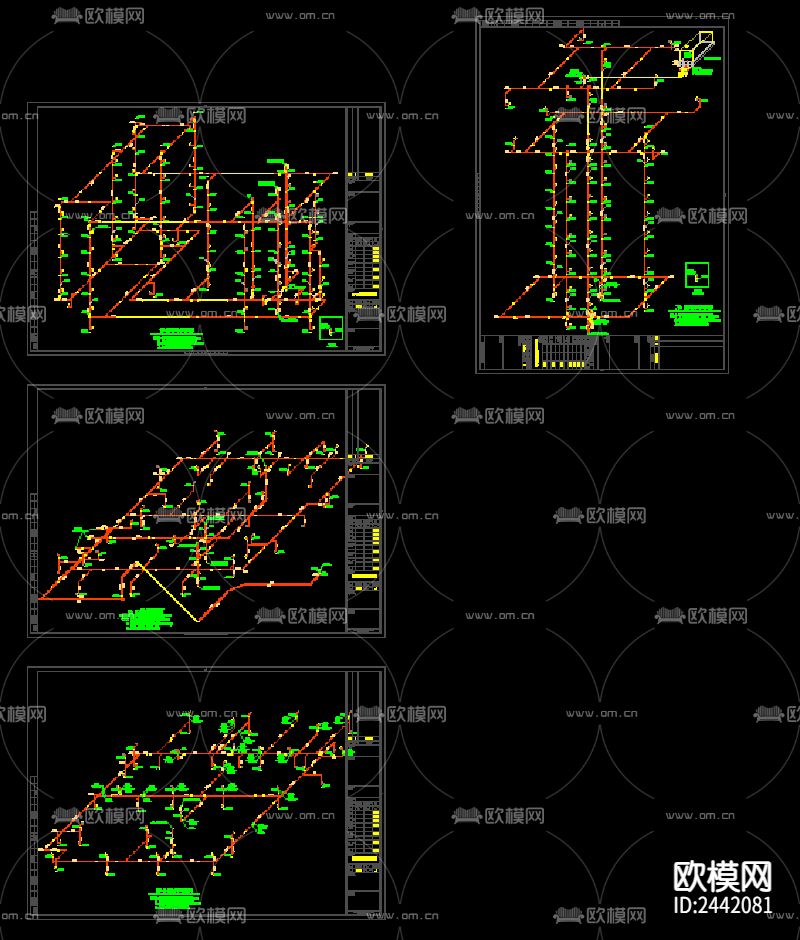 十八层办公楼给排水cad施工图下载（渲染图1）