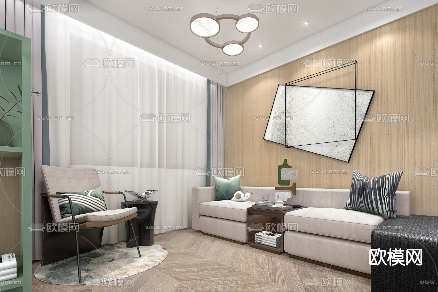 赛拉维设计 现代会客室休息区su模型下载