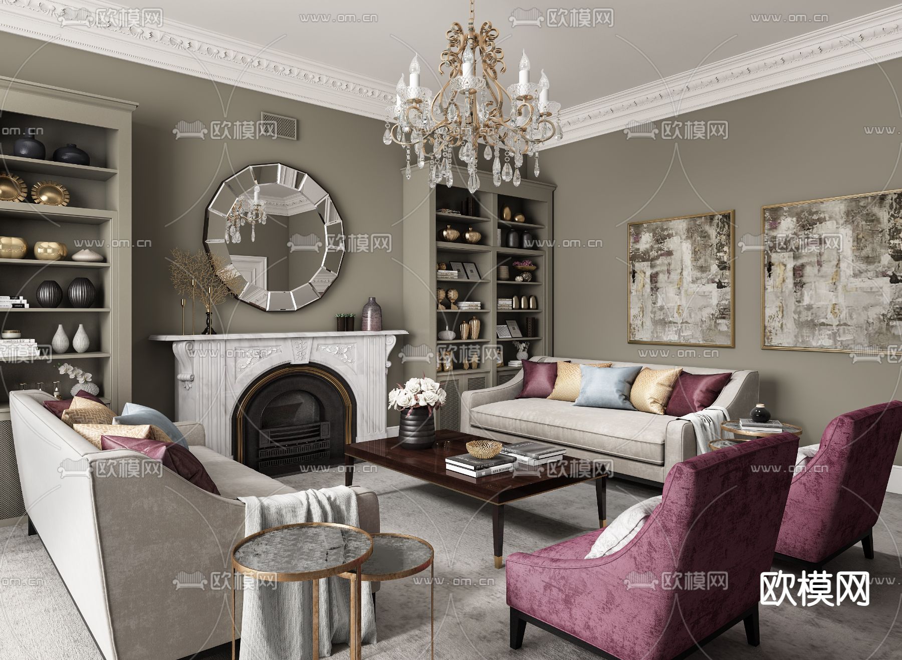 Susan Venn 设计 简欧客厅su模型下载