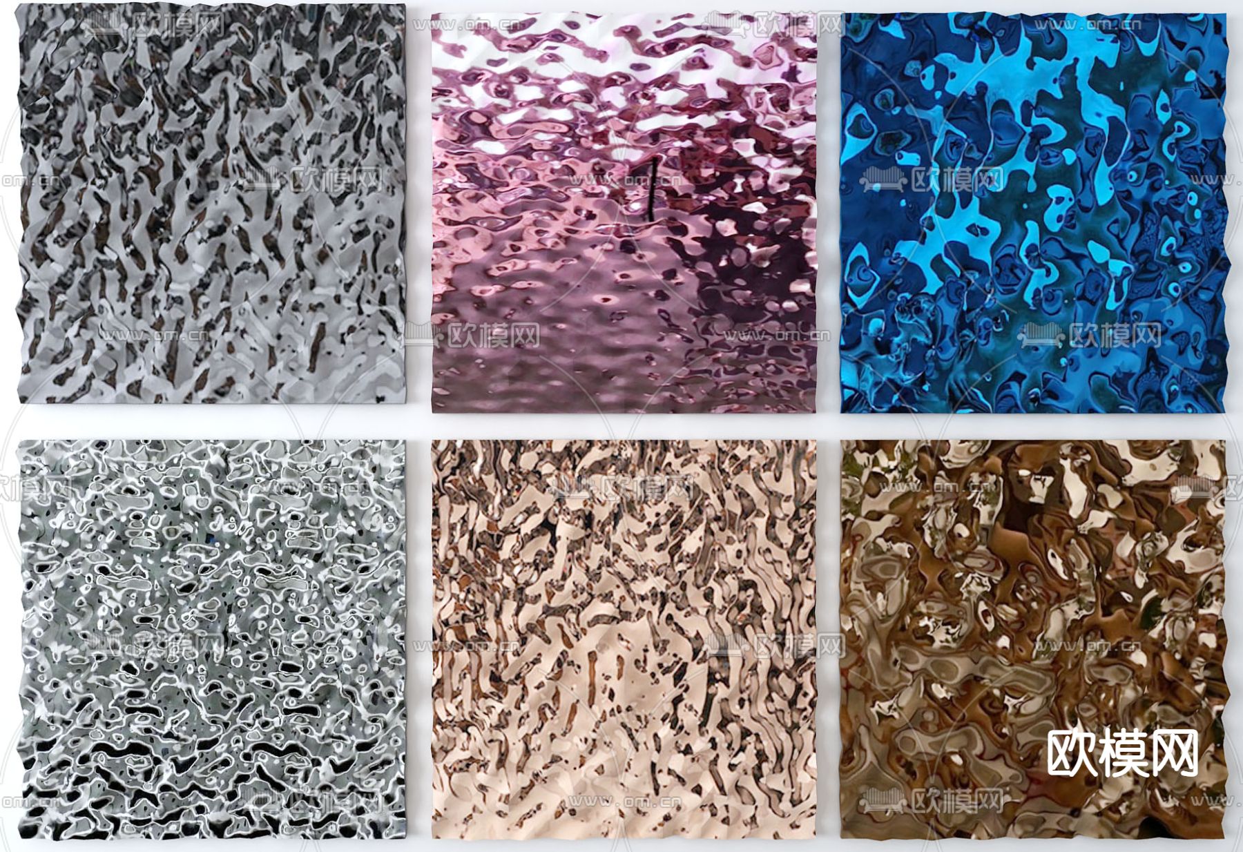 水波纹不锈钢墙饰3d模型下载