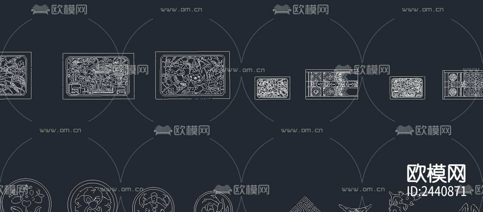 中式纹样cad图库下载（渲染图3）