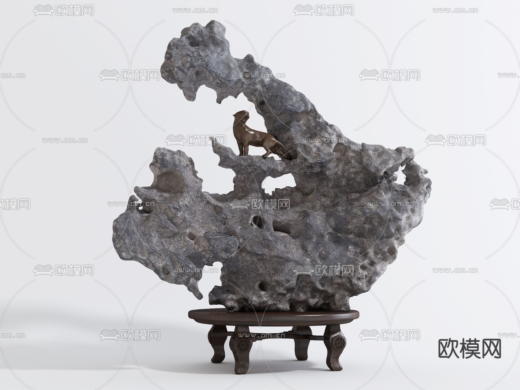 新中式石头摆件组合模型SU模型下载[ID:101339962]_建E室内设计网