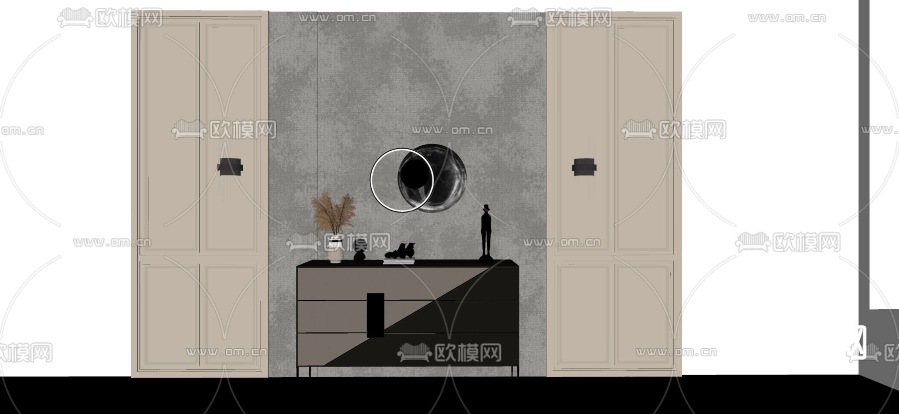 轻奢玄关柜 端景柜su模型下载（渲染图2）