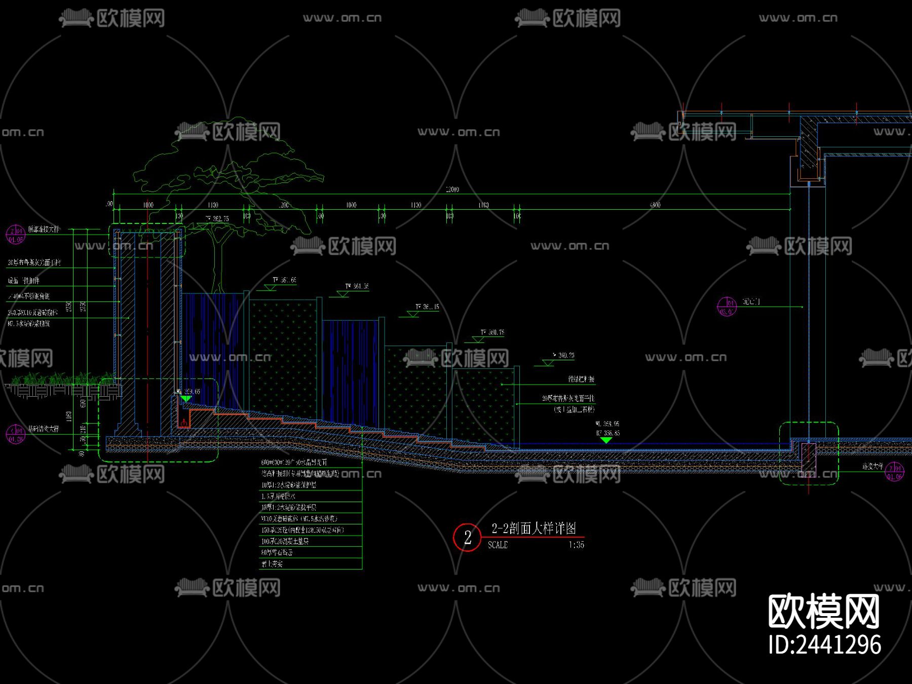 新中式 山型 水景节点大样下载（渲染图3）