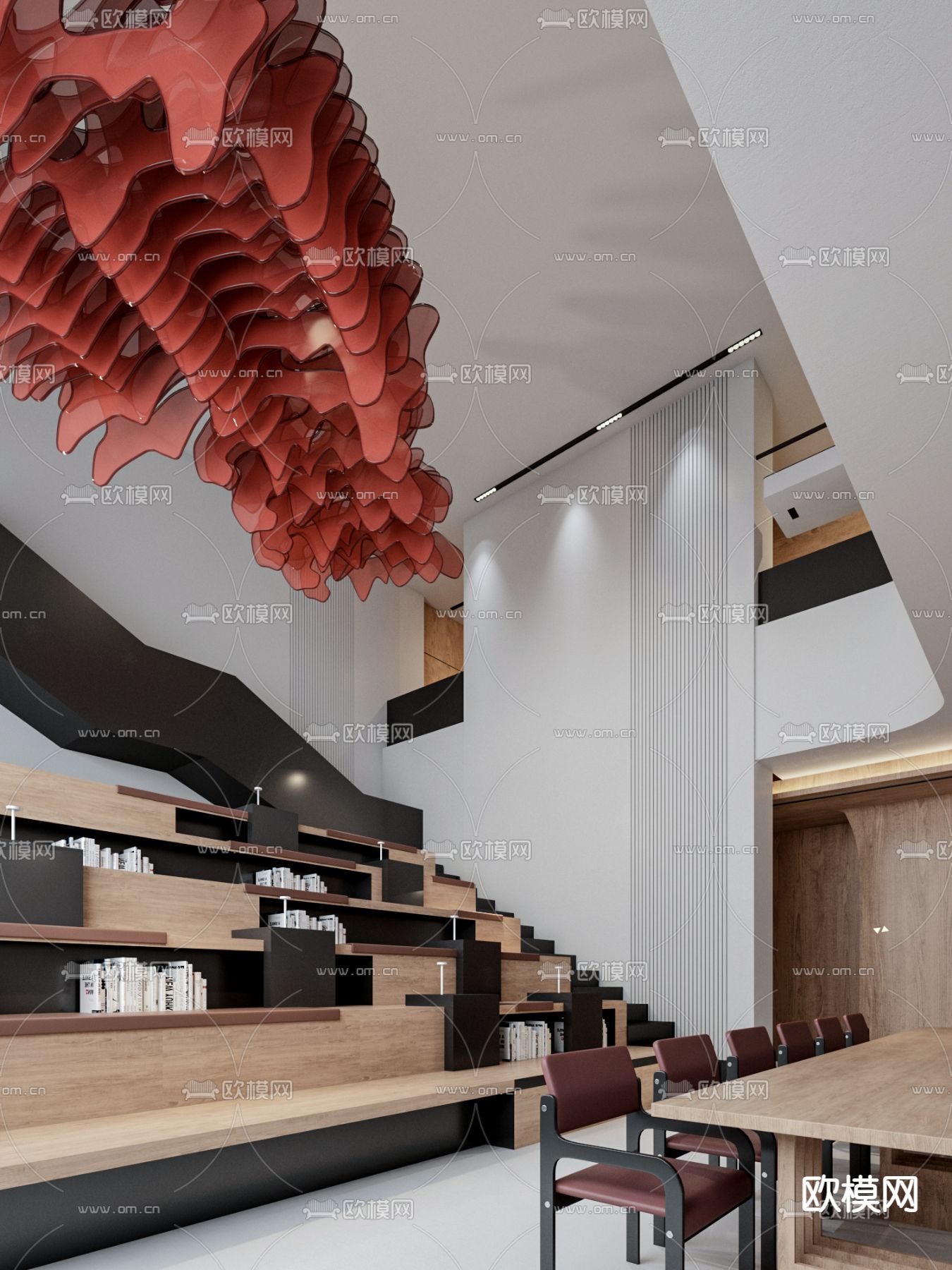 LSD Interior Design 现代图书馆阅读区su模型下载