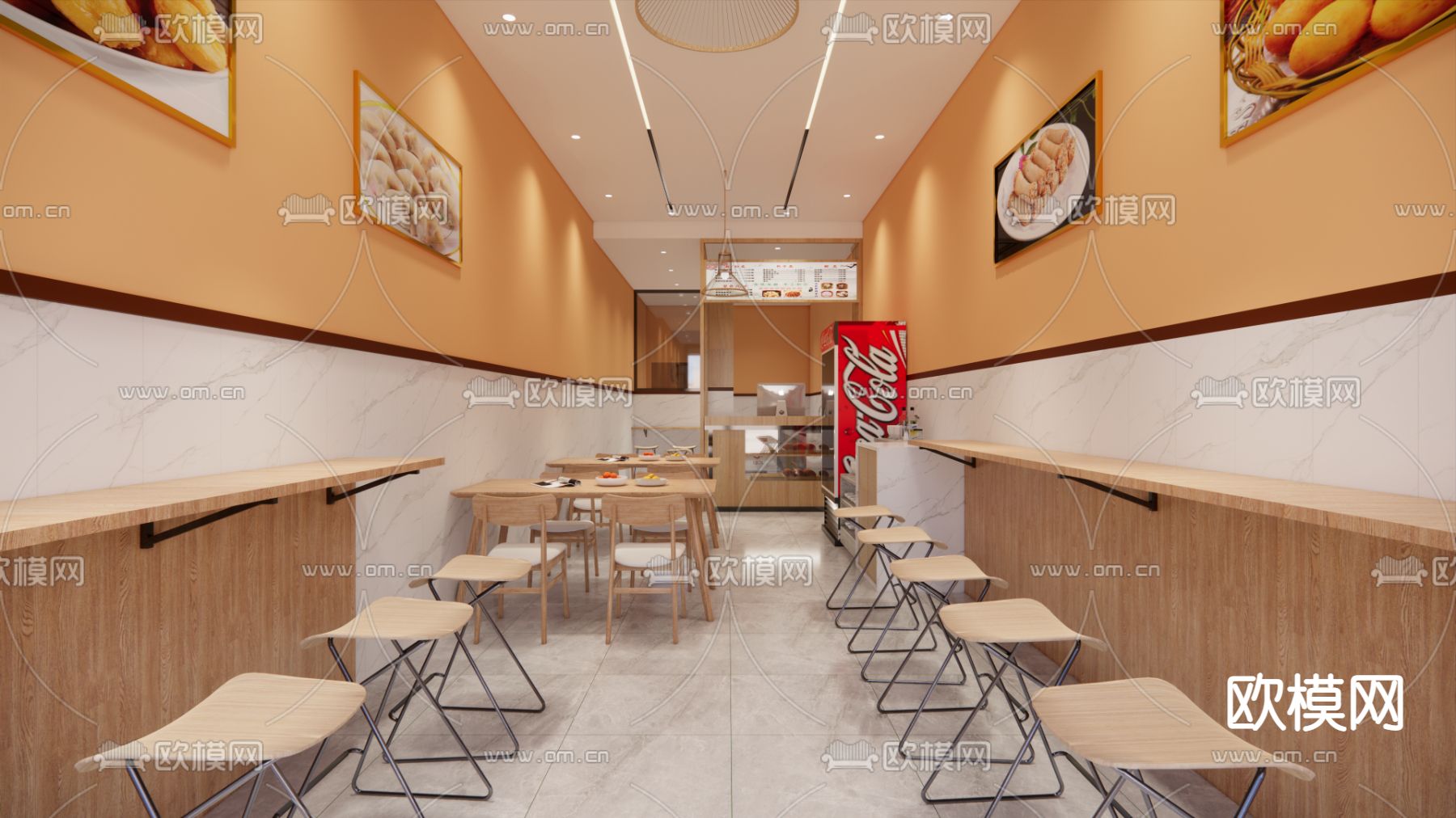 现代小吃店su模型下载（渲染图4）