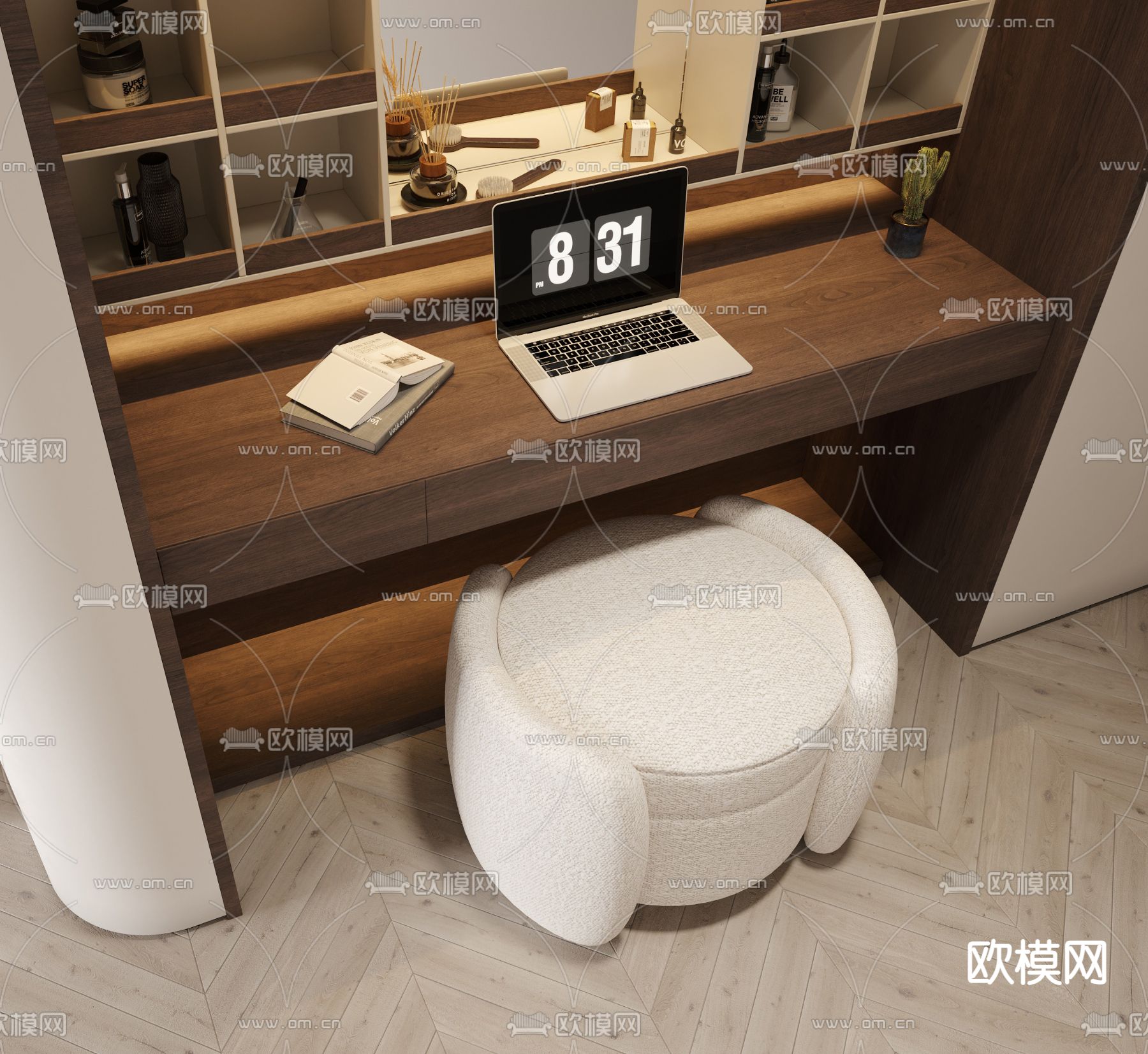 梳妆台 化妆台su模型下载（渲染图2）