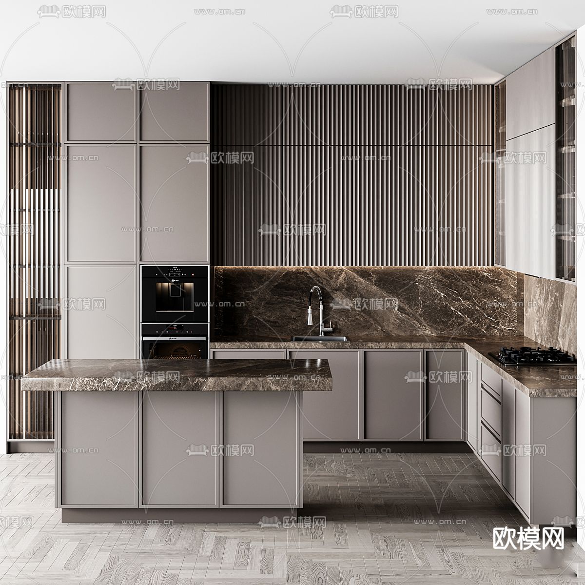 轻奢橱柜3d模型下载（渲染图2）
