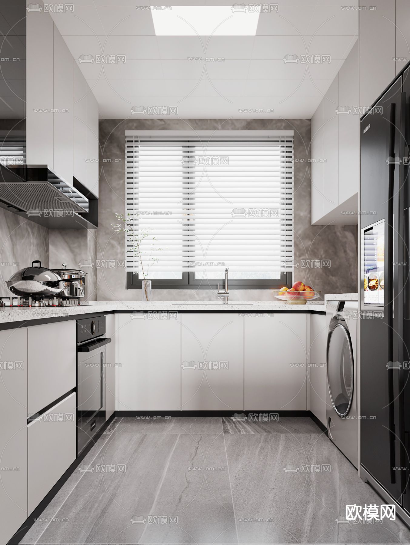 现代厨房3d模型下载