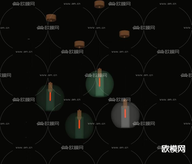 轻奢玻璃吊灯su模型下载（渲染图2）