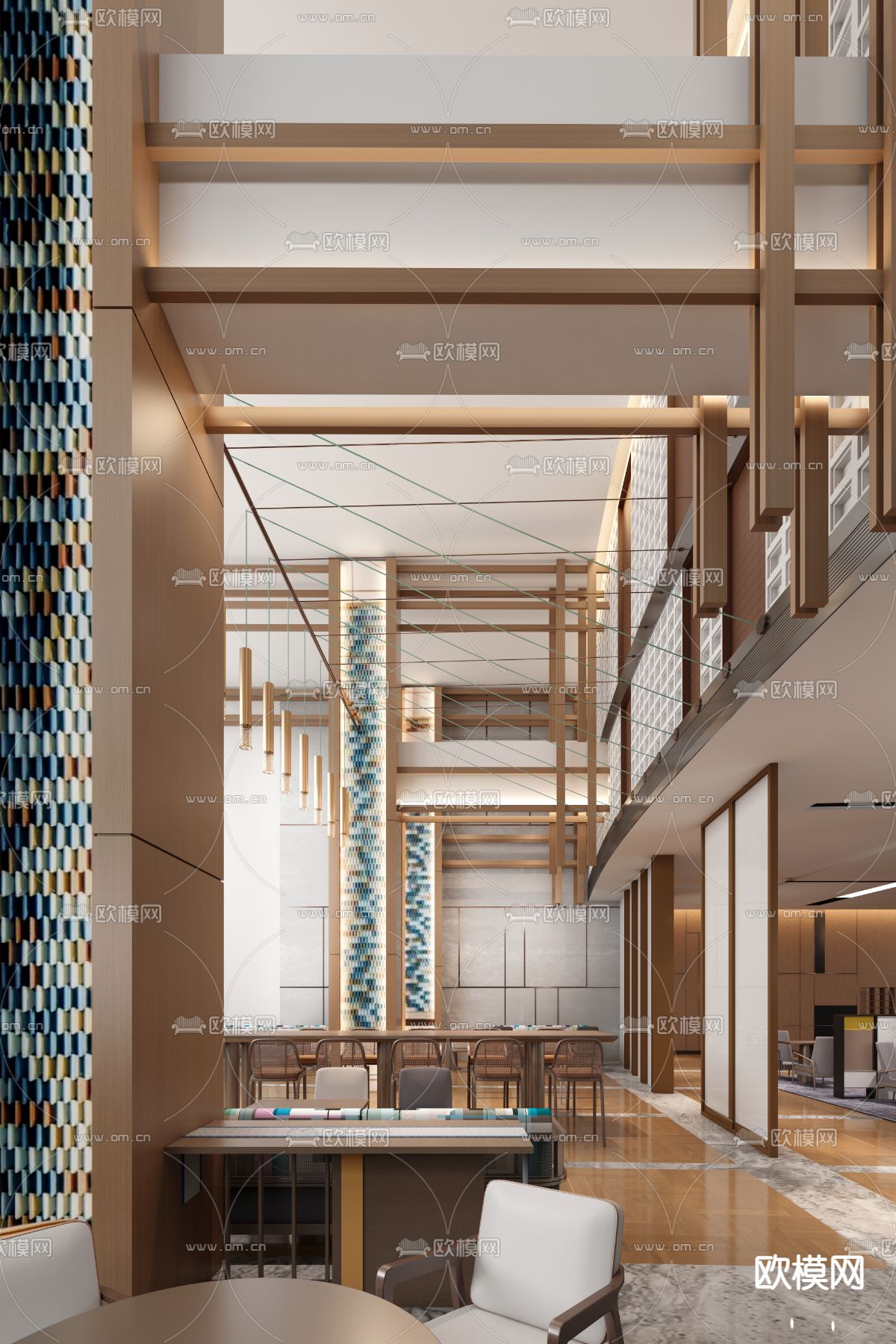 YANG设计 上海松江凯悦酒店大堂吧su模型下载