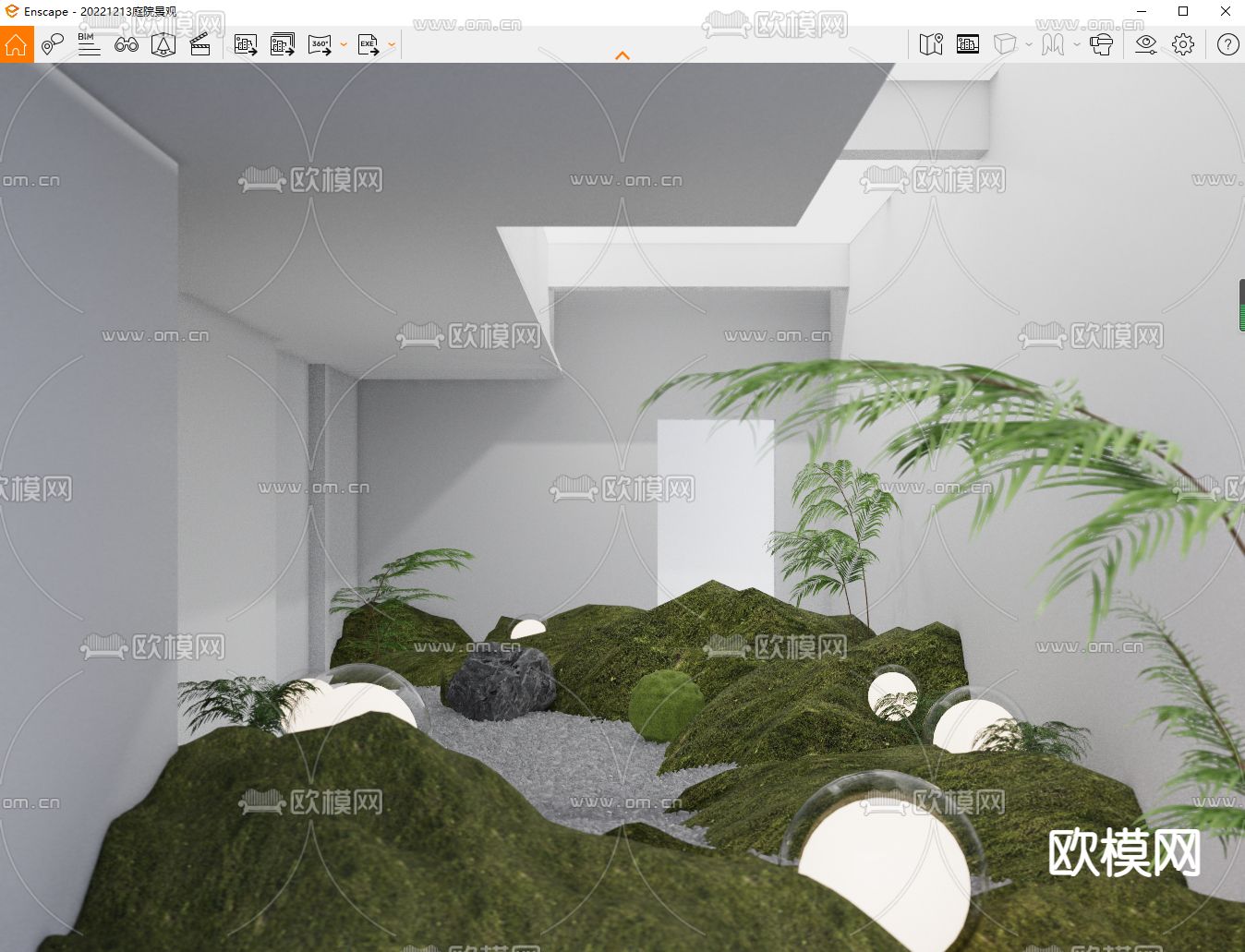 现代室内小品 植物堆su模型下载（渲染图1）