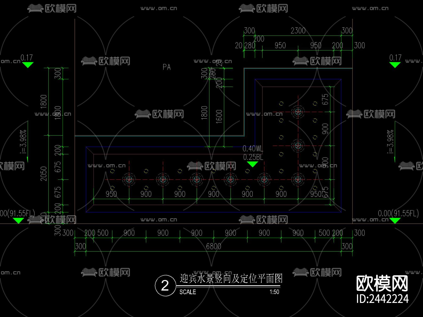 现代 镜面 跌水叠水 万能支撑器节点大样下载（渲染图1）