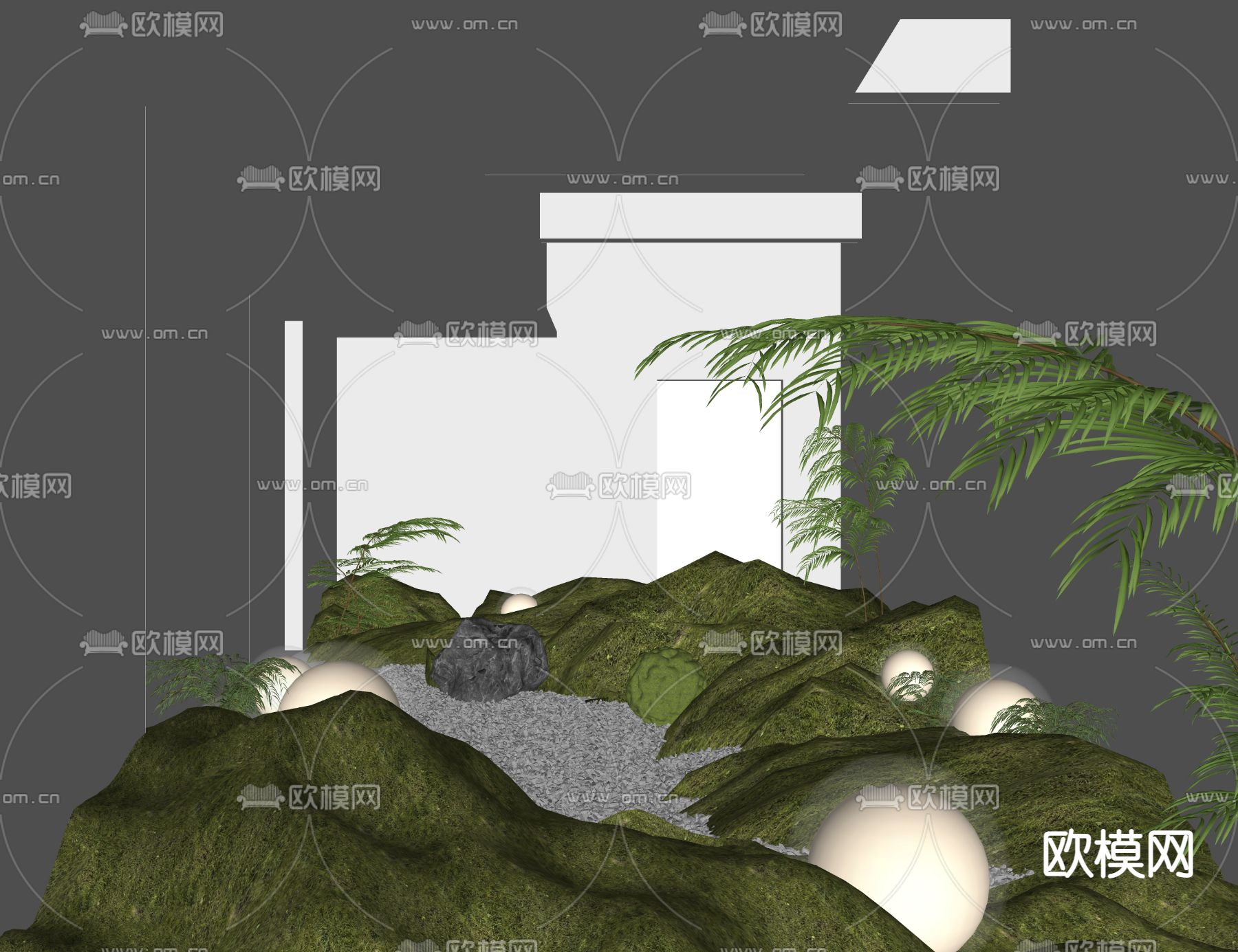 现代室内小品 植物堆su模型下载（渲染图3）