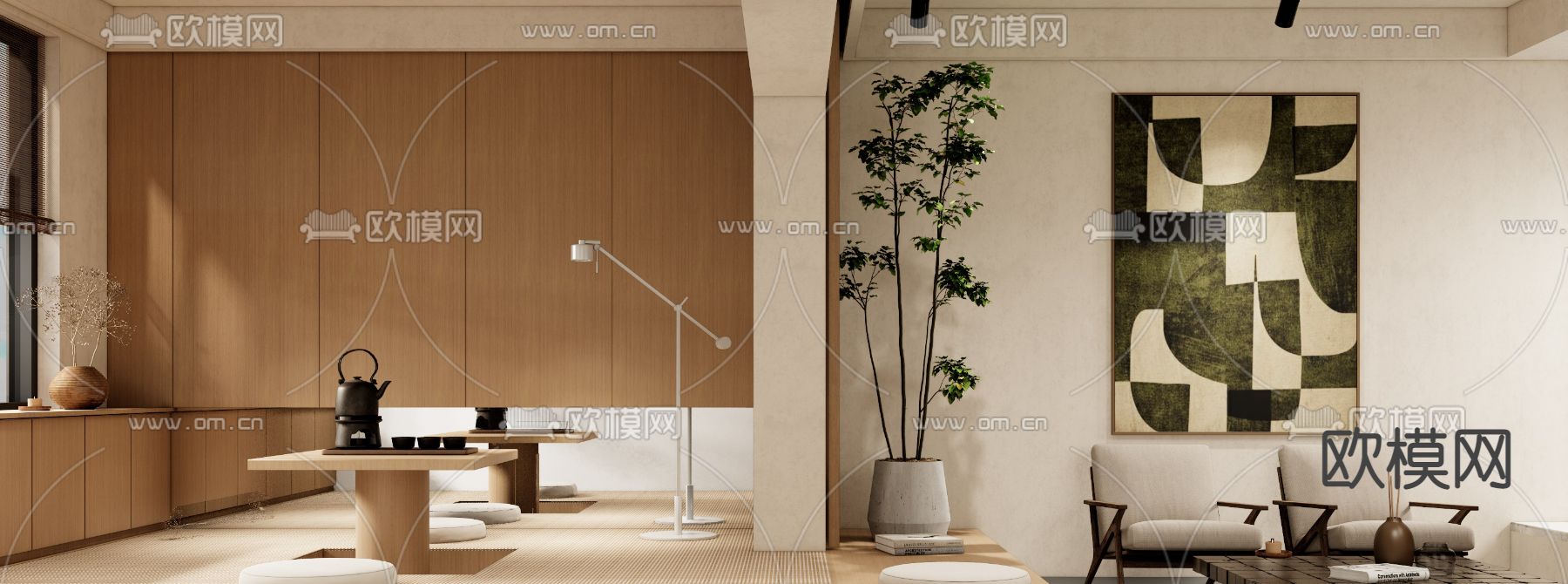 日式客厅 和室su模型下载（渲染图3）