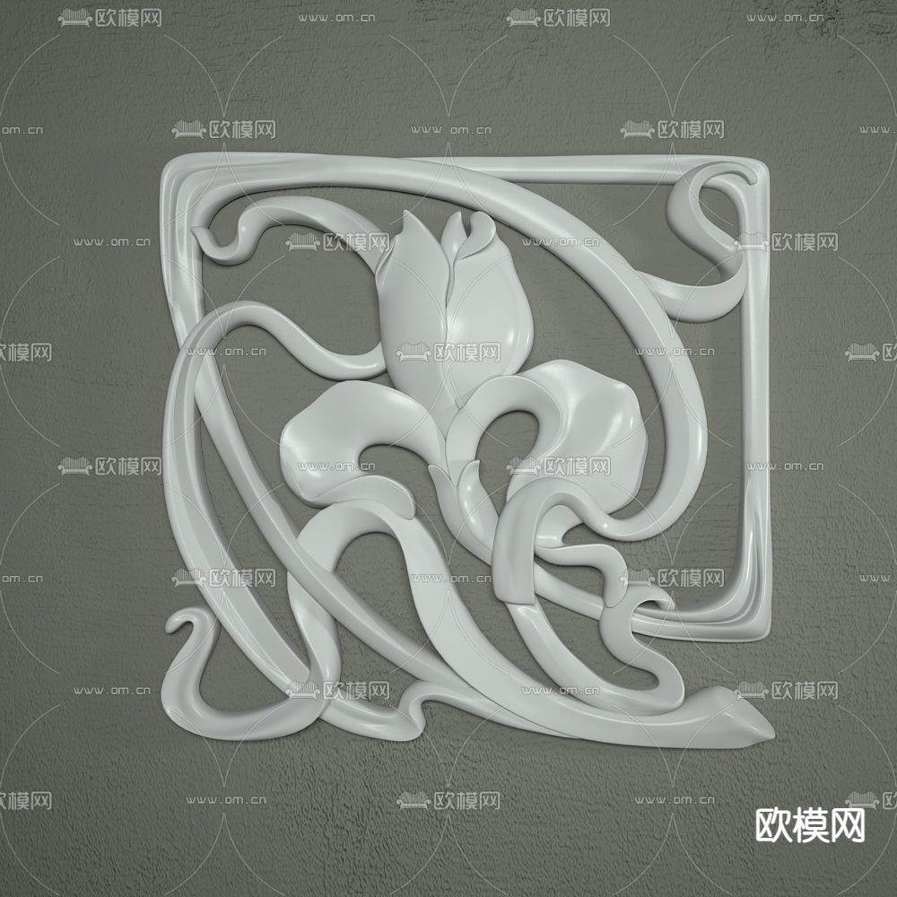 现代简约艺术抽象雕花免费3d模型下载