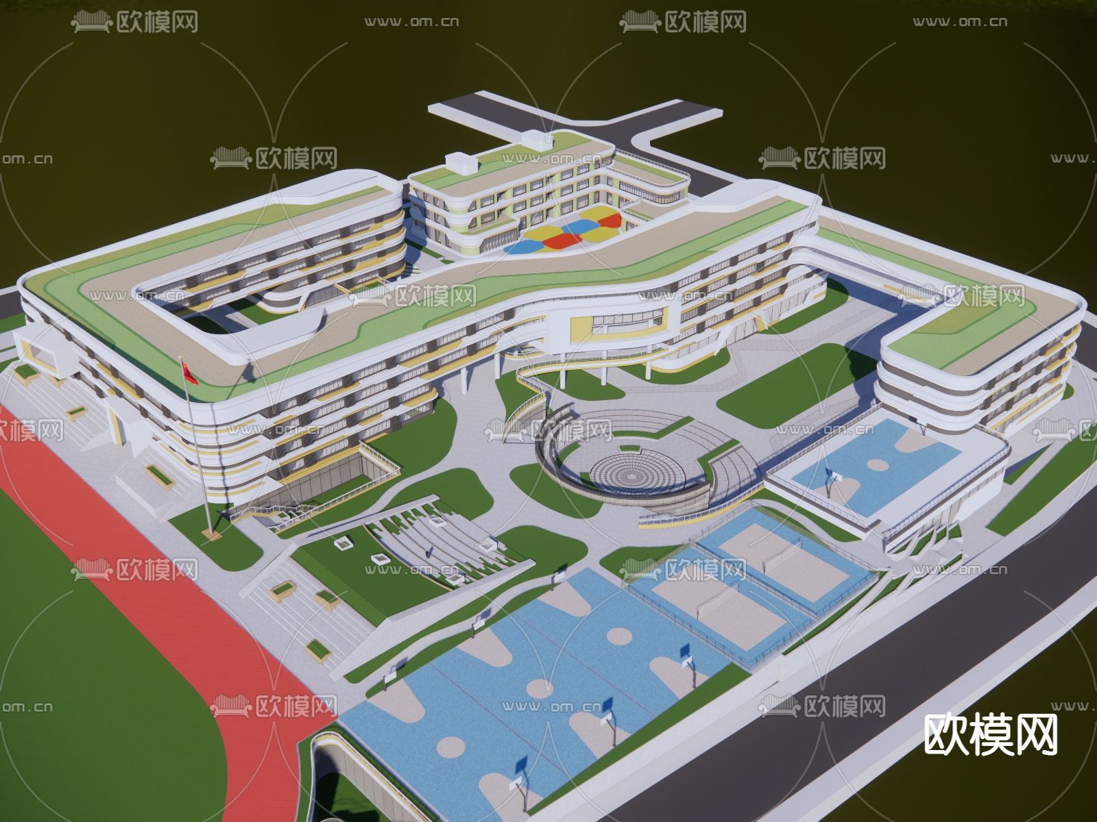 现代小学校园 学校su模型