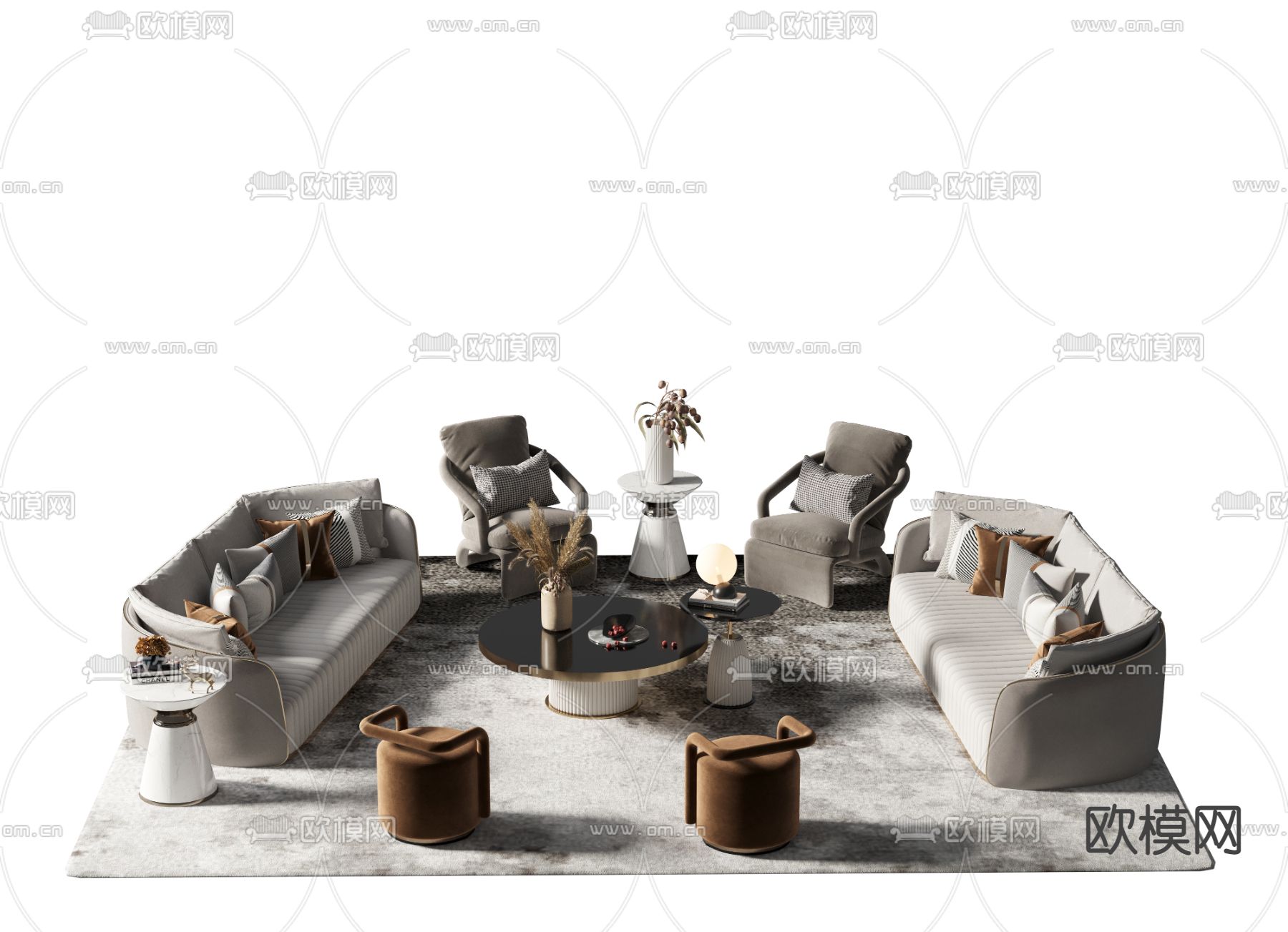 现代组合沙发3d模型下载