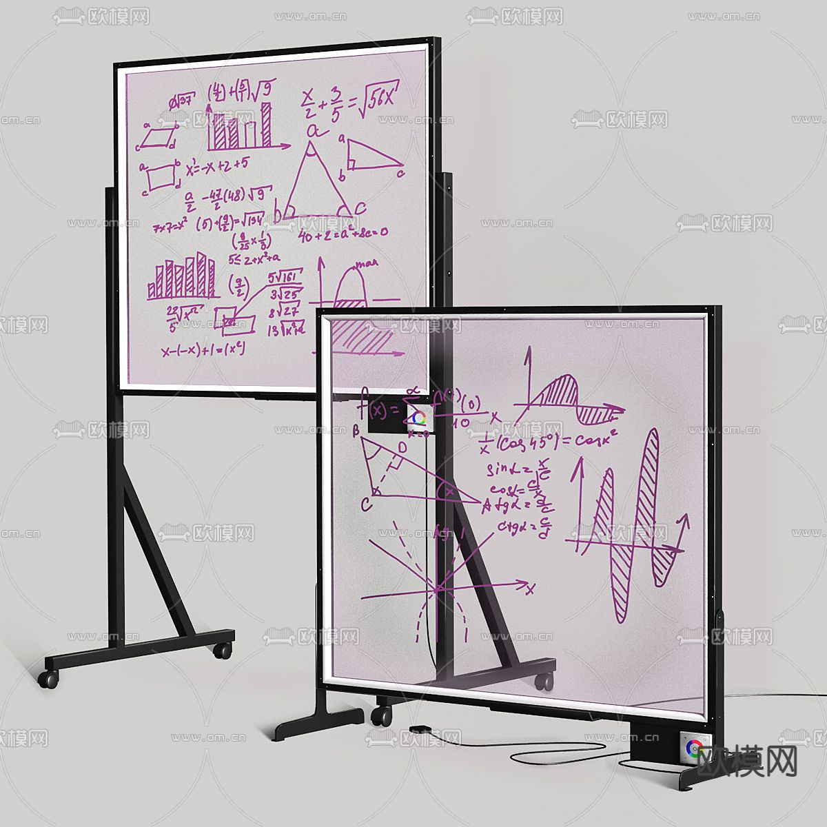 现代办公白板 移动白板3d模型下载