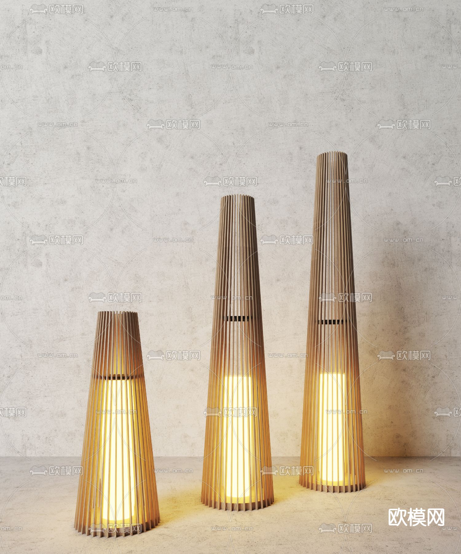 侘寂风落地灯3d模型下载