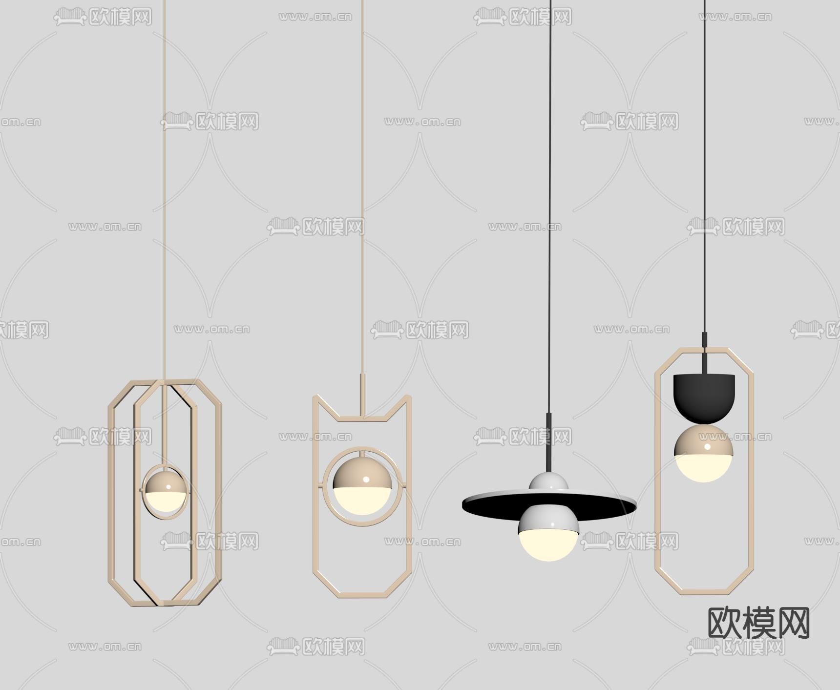 现代小吊灯su模型下载（渲染图2）