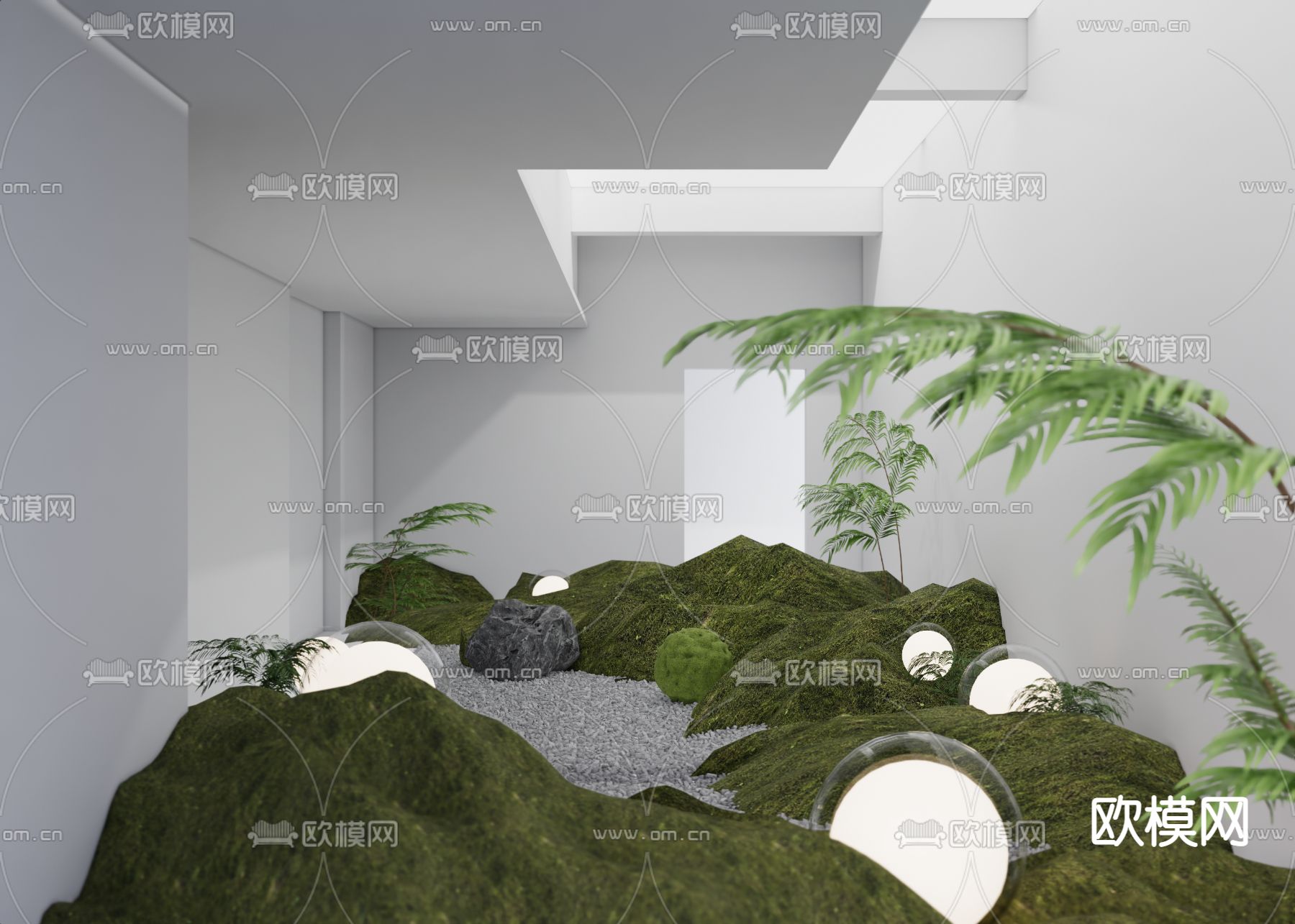 现代室内小品 植物堆su模型下载（渲染图2）