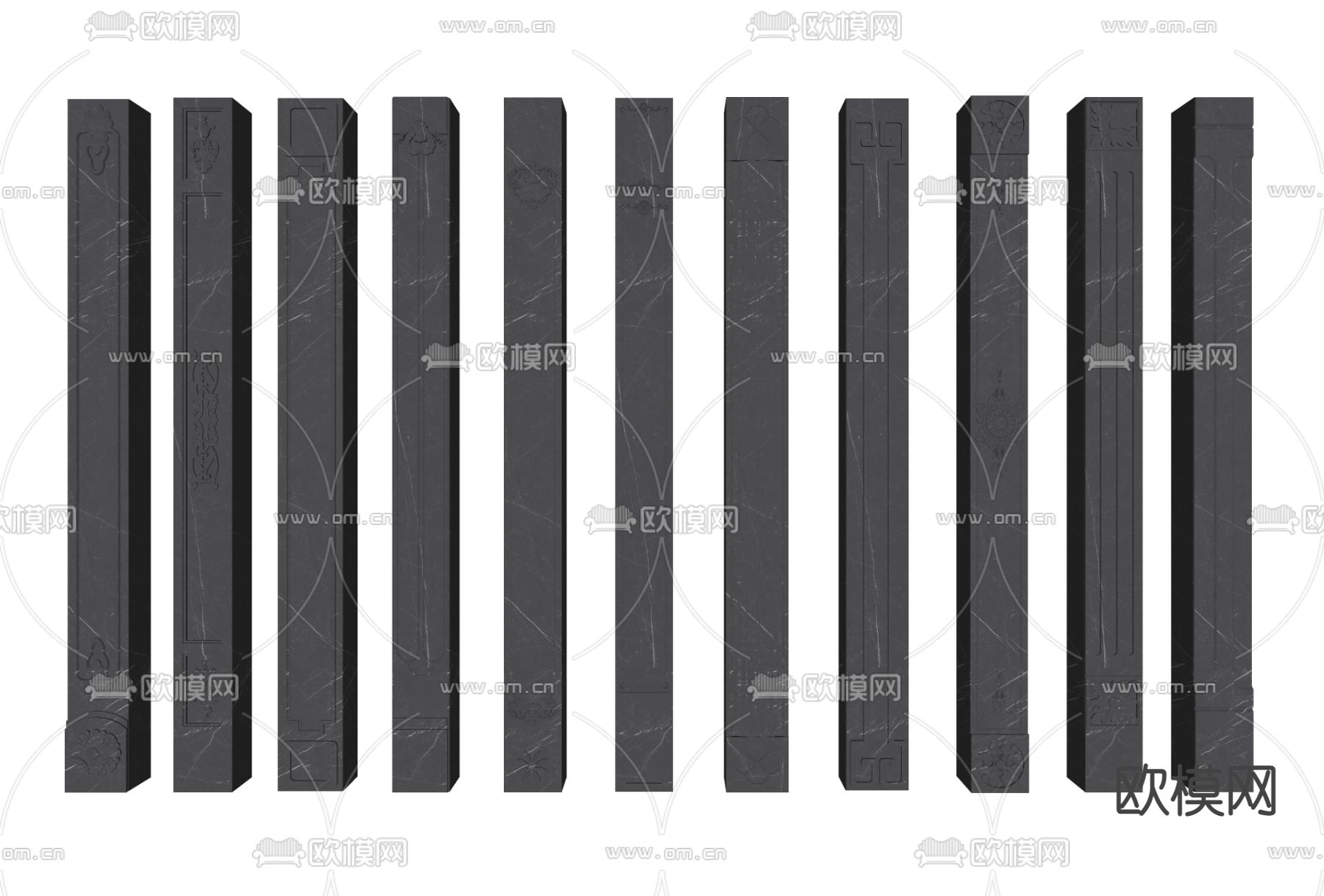简欧雕花柱子 罗马柱su模型下载（渲染图2）
