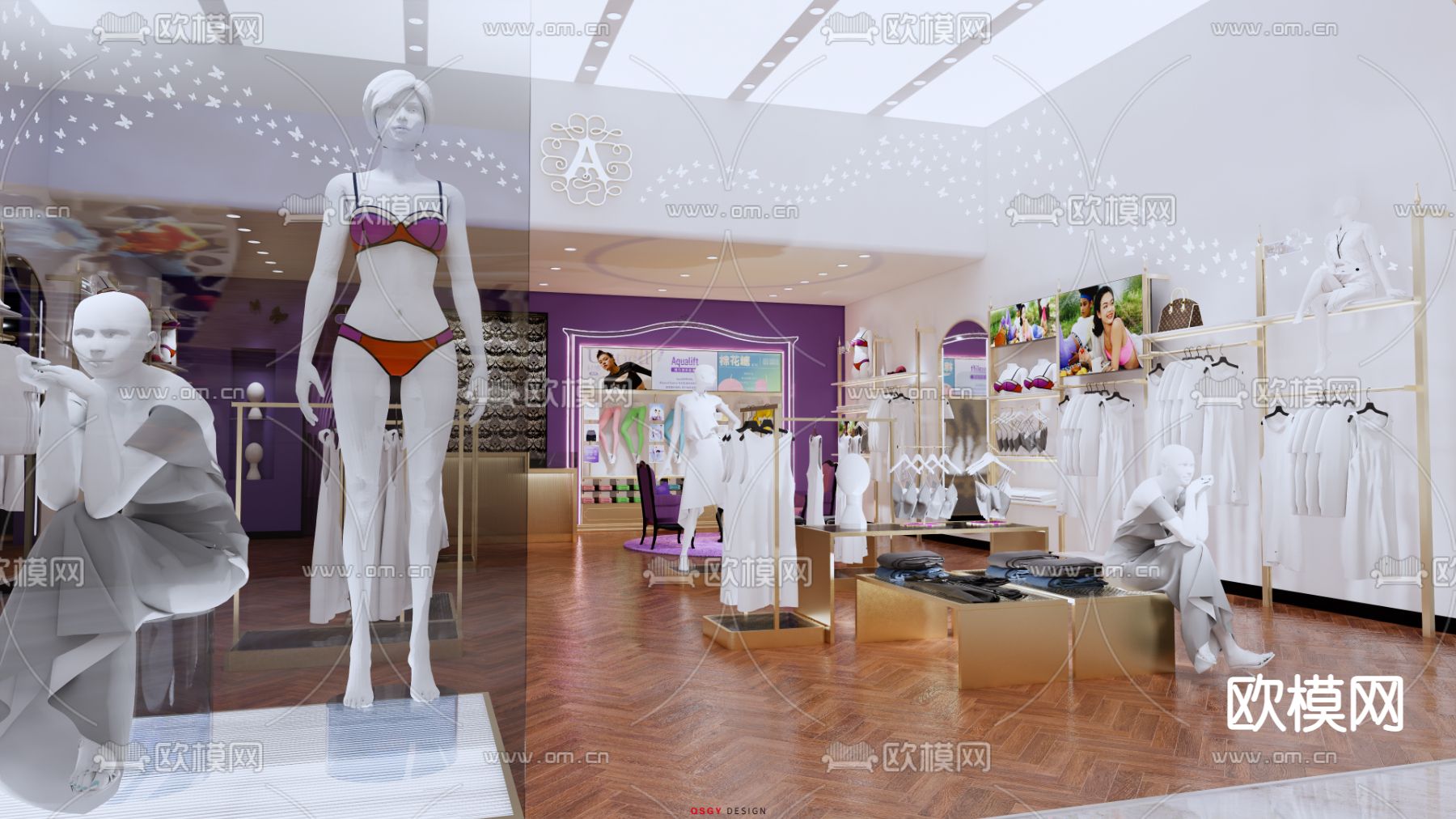 女式内衣店 服装店su模型