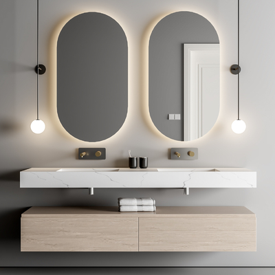  现代台盆柜 洗手台su模型 