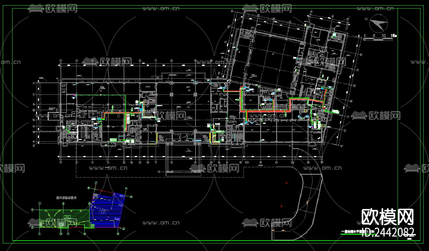 八层酒店给排水cad施工图下载（渲染图7）