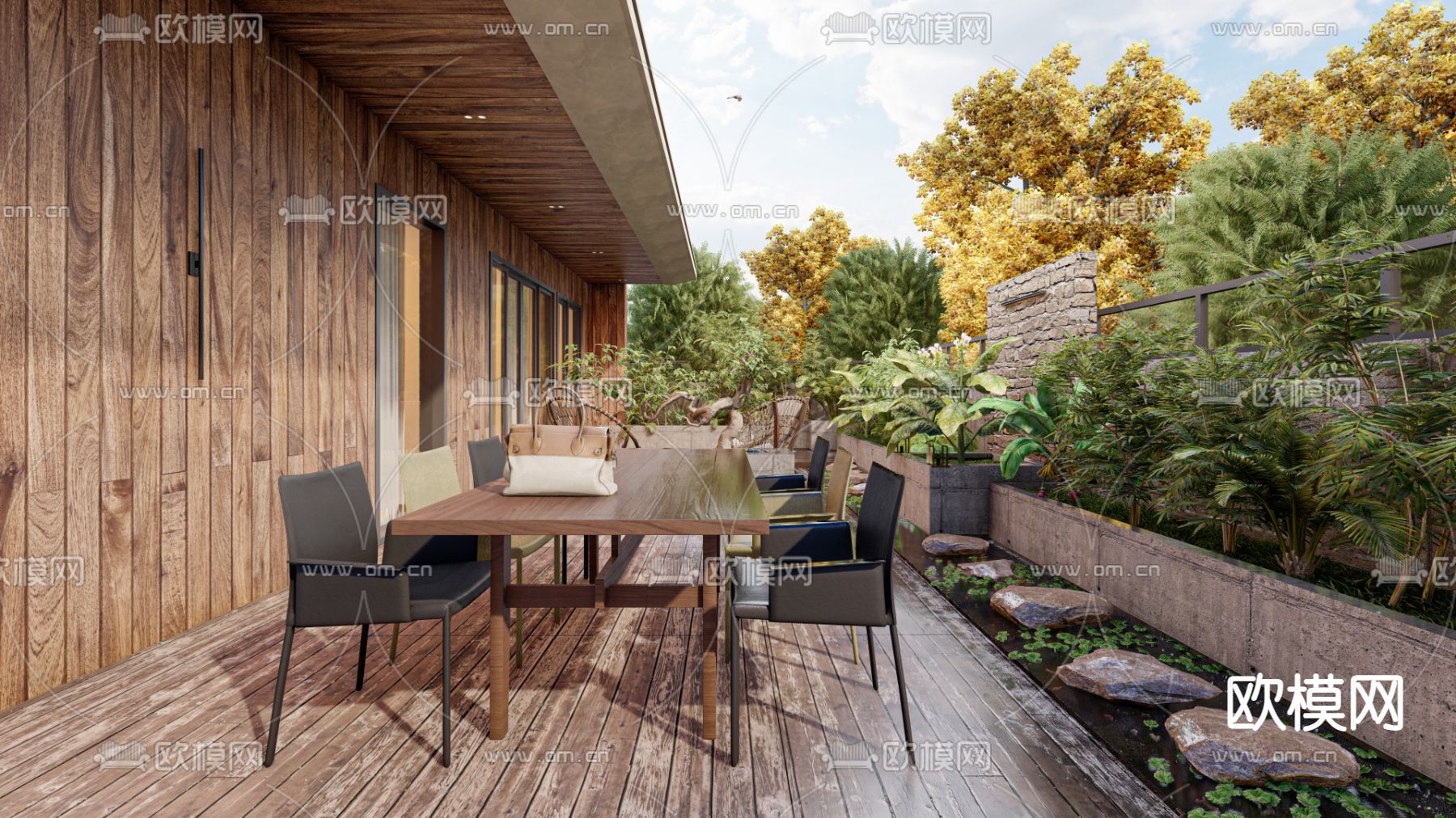 现代休闲露台su模型下载（渲染图1）