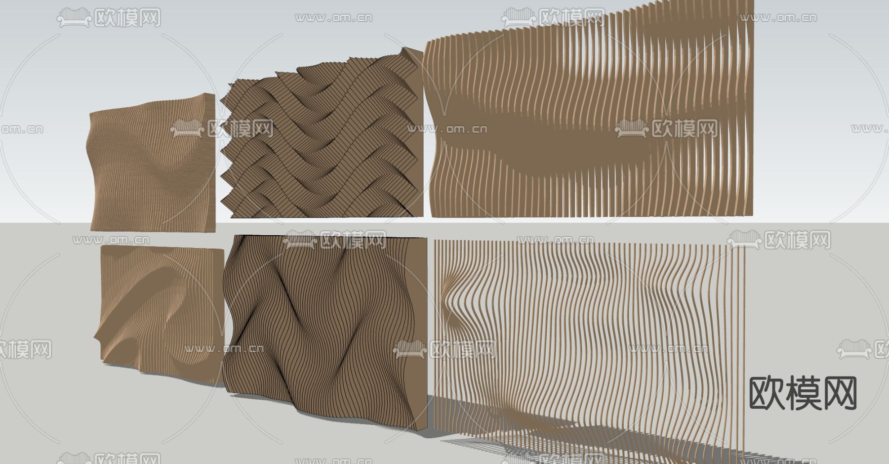 现代异形吊顶su模型下载（渲染图1）