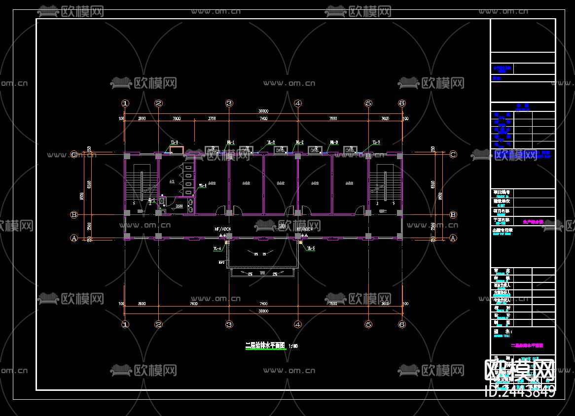 飞灰固化物填埋场一层排水cad平面图下载（渲染图5）