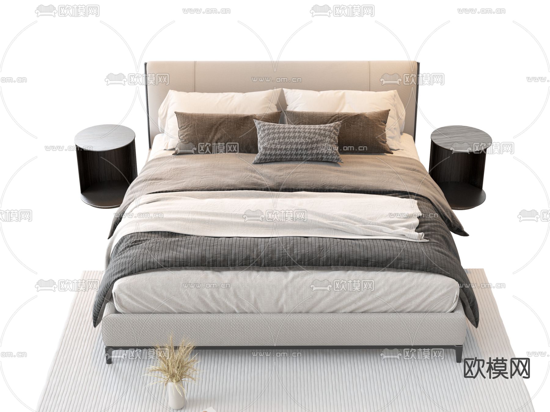 意大利 Meridiani Scott 双人床3d模型下载（渲染图1）