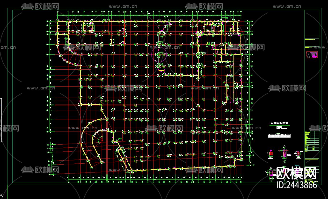农贸批发市场地下室cad施工图下载（渲染图4）