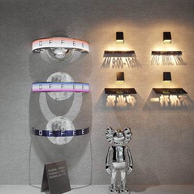  现代亚克力灯箱 灯牌su模型 