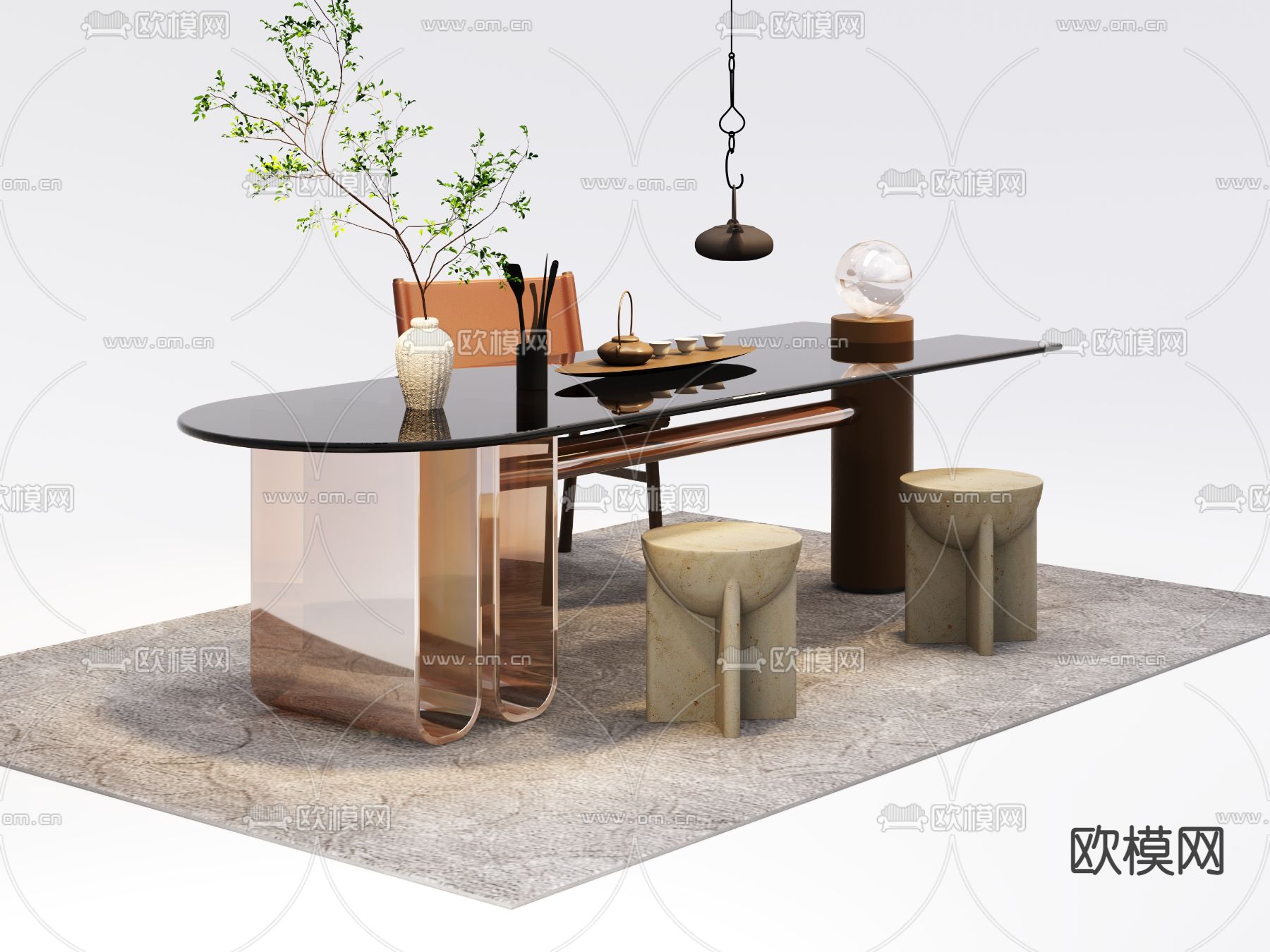 现代茶桌椅3d模型下载