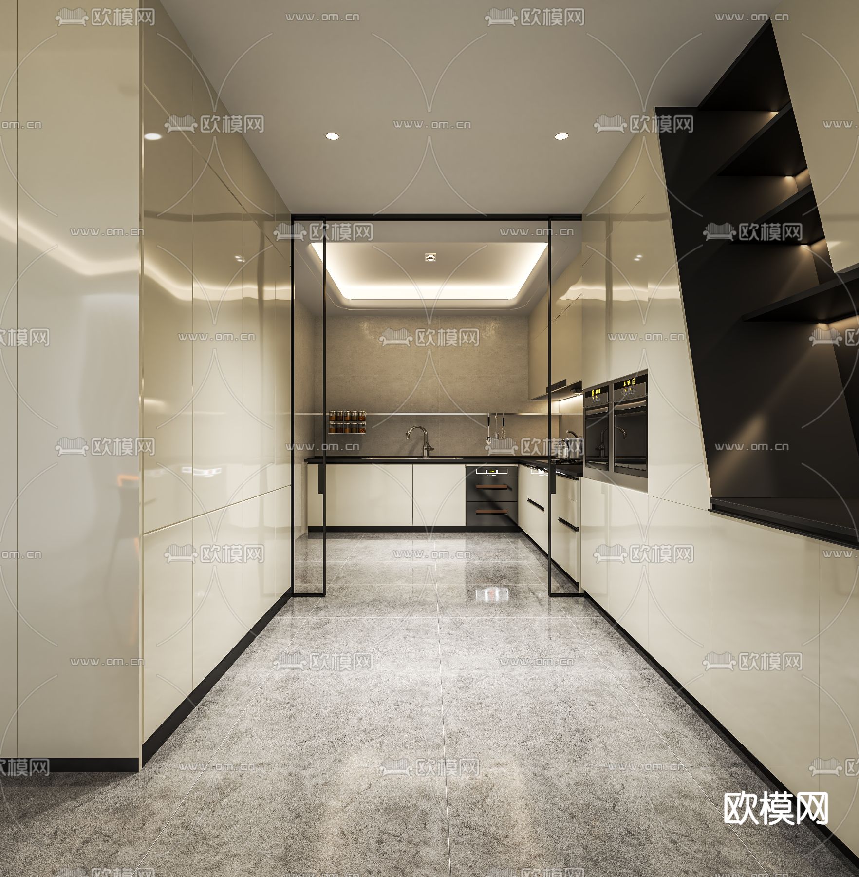 中岛餐厅 厨房免费3d模型下载（渲染图3）