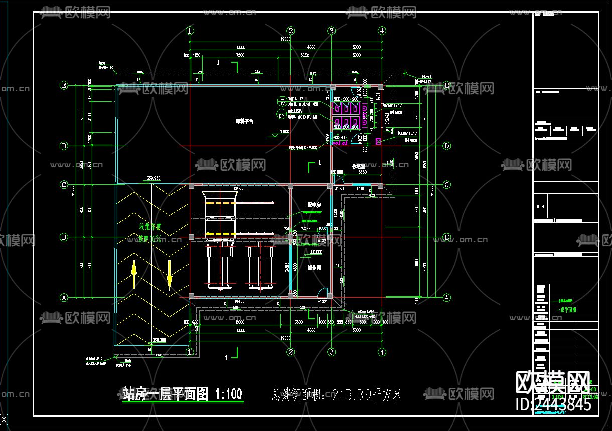 垃圾转运小站cad施工图下载（渲染图2）