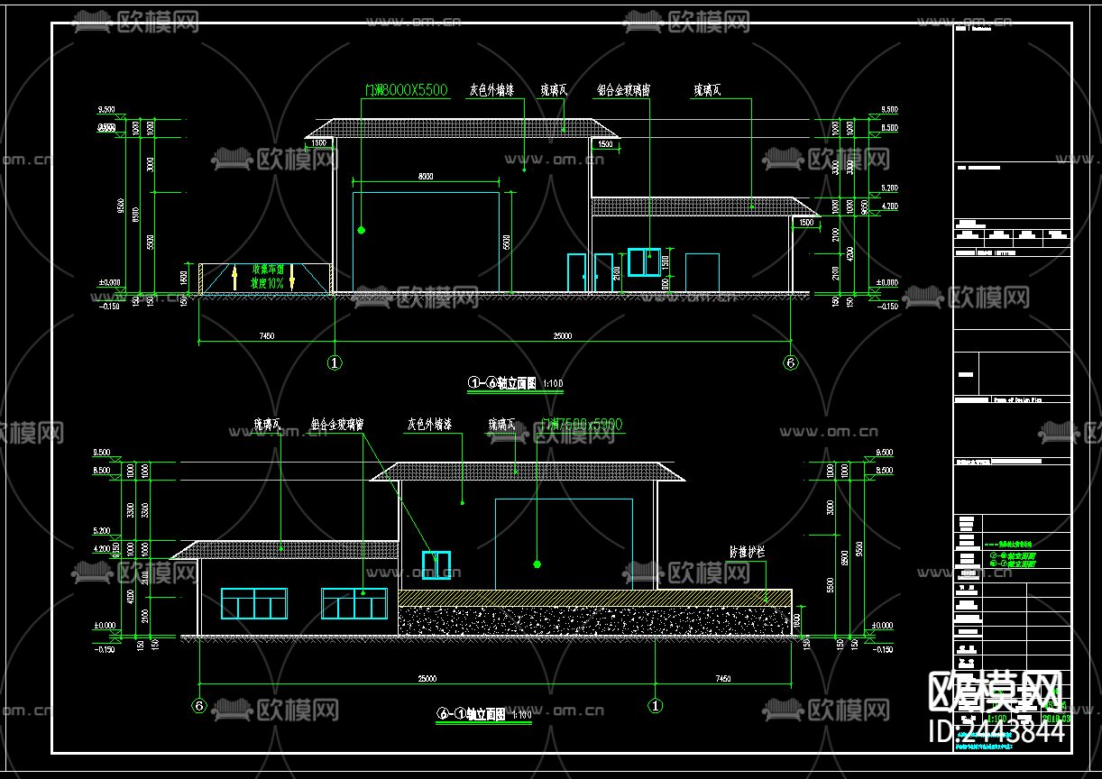垃圾转运小站cad施工图下载（渲染图4）