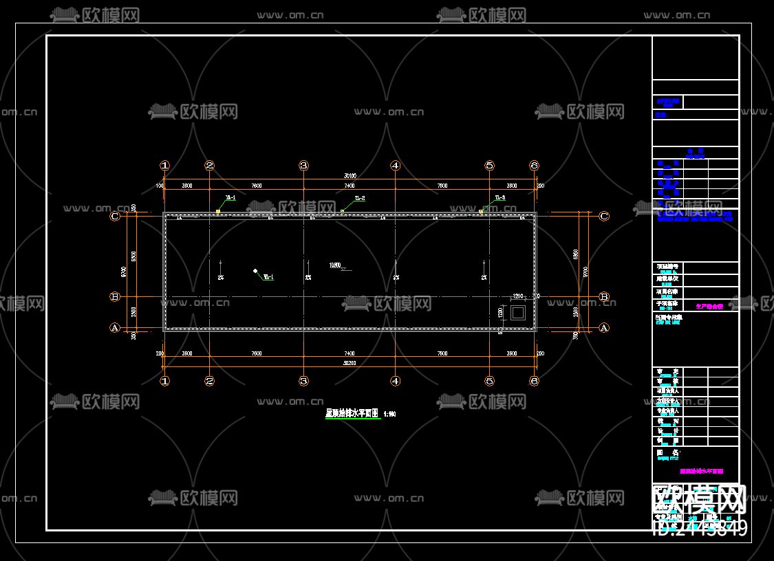 飞灰固化物填埋场一层排水cad平面图下载（渲染图6）