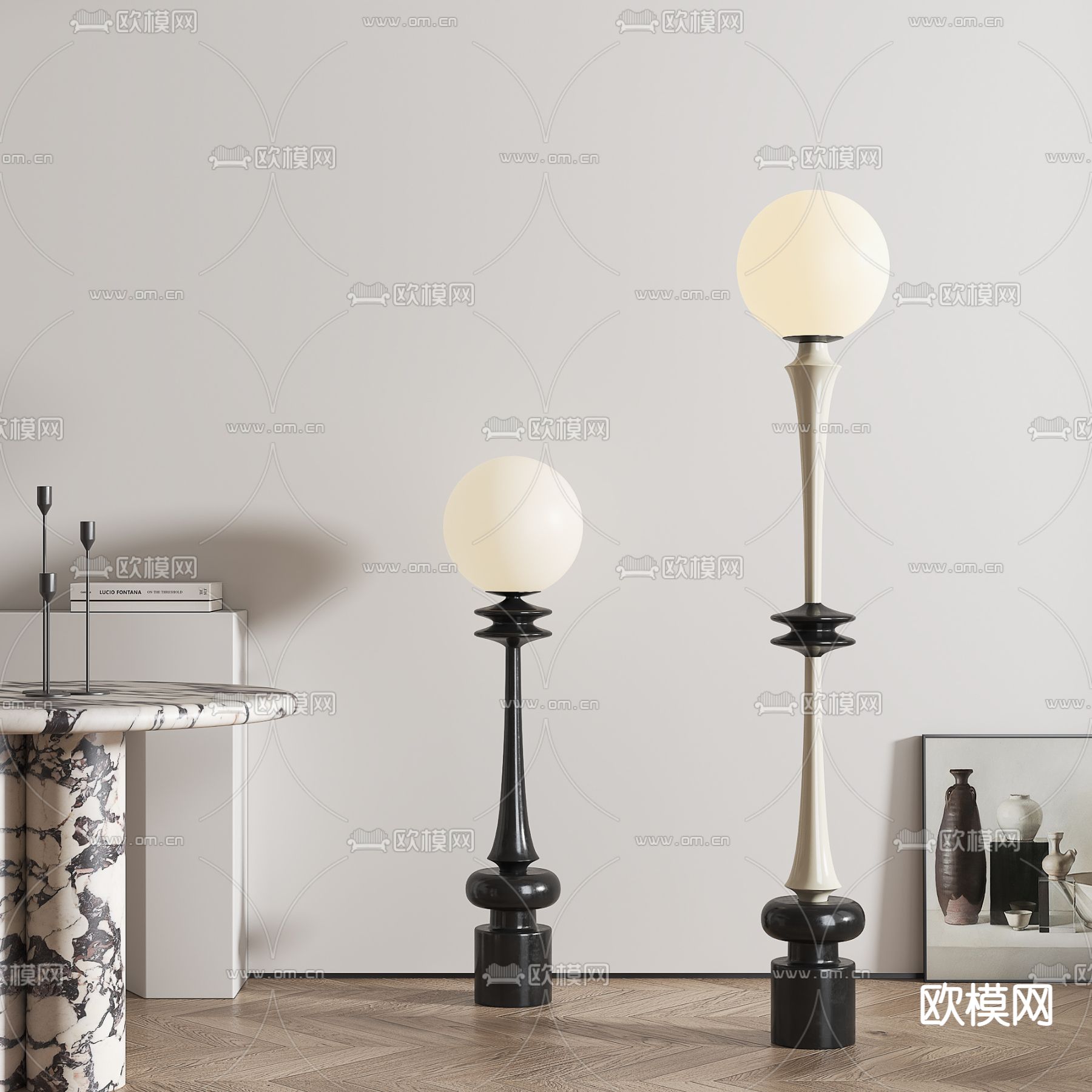 中古风落地灯su模型
