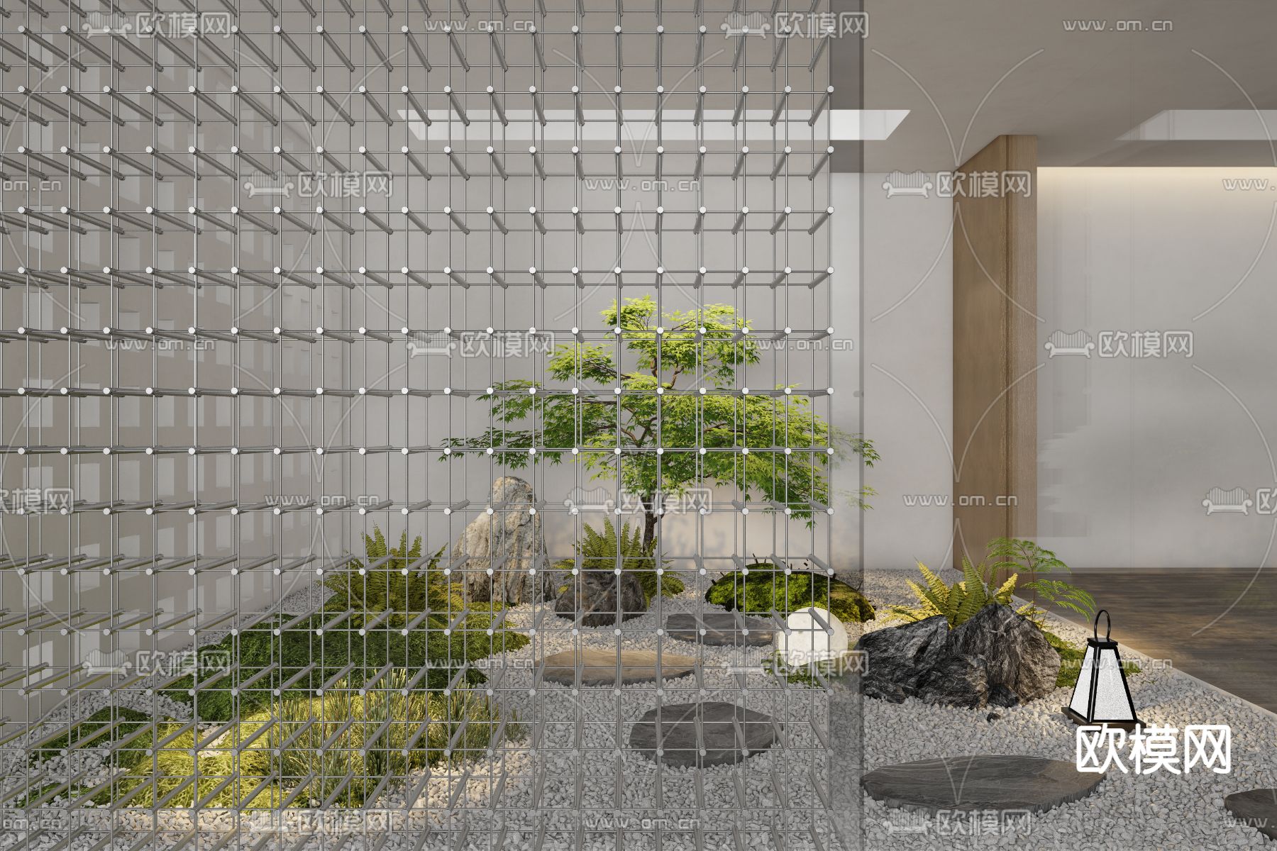 绿植山石 室内景观小品su模型下载（渲染图1）