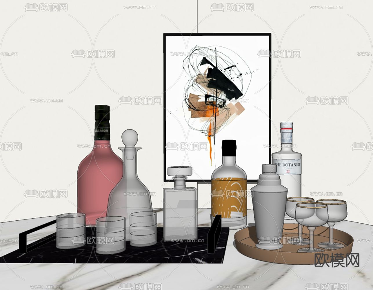 洋酒 酒水酒瓶su模型下载（渲染图2）