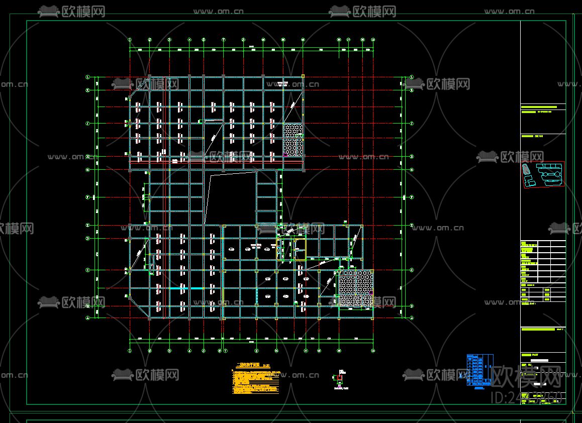 农贸市场3号楼地下室cad施工图下载（渲染图7）