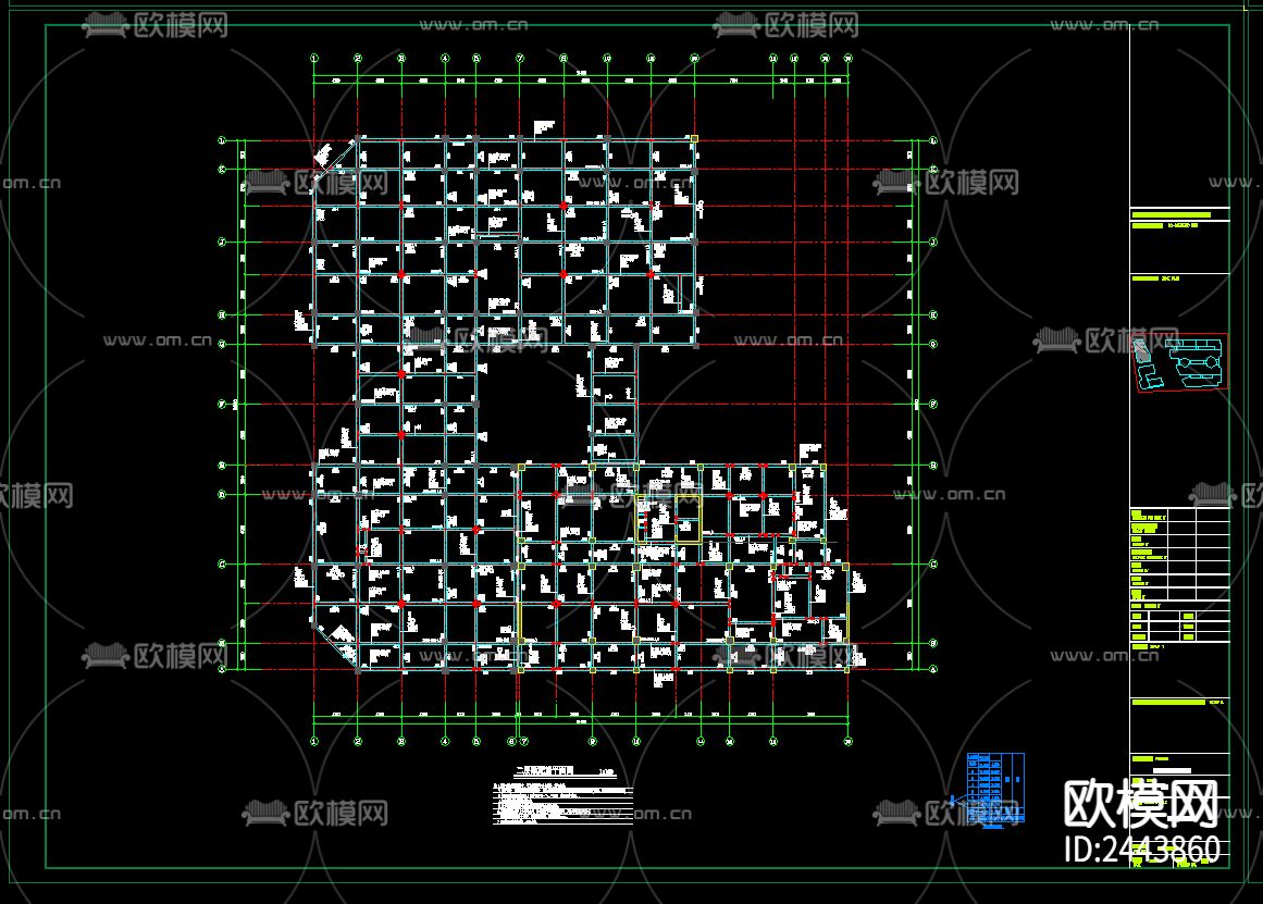 农贸市场3号楼地下室cad施工图下载（渲染图6）