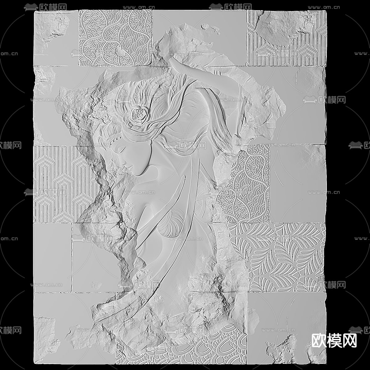 欧式石膏浮雕3d模型下载