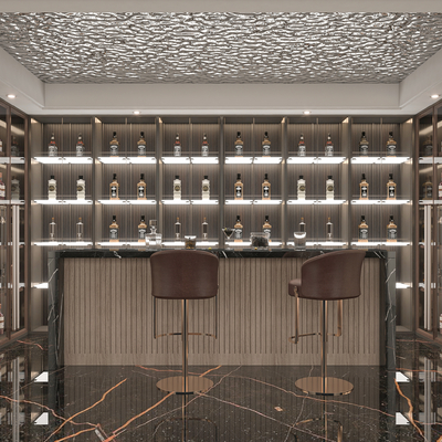  轻奢酒窖 品酒室su模型 